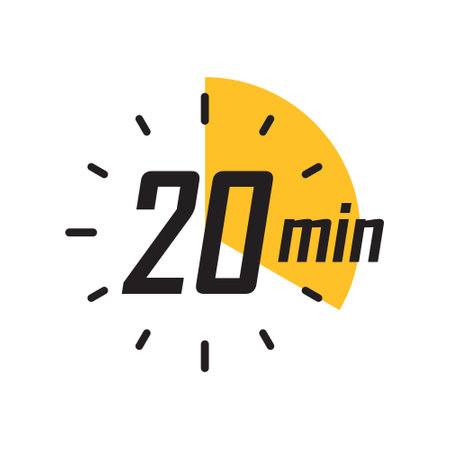 20 minutes on stopwatch icon in flat style. Clock face timer vector illustration on isolated background. Countdown sign business concept.のイラスト素材