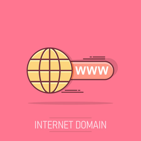 Vector cartoon go to web icon in comic style. Globe world sign illustration pictogram. WWW url business splash effect concept.のイラスト素材