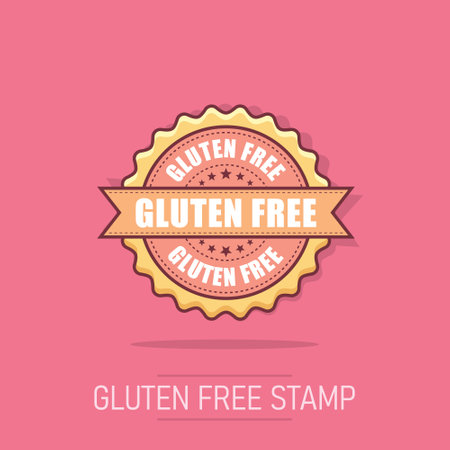 Gluten free grunge rubber stamp. Vector illustration on white background. Business concept no gluten healthy stamp pictogram.のイラスト素材