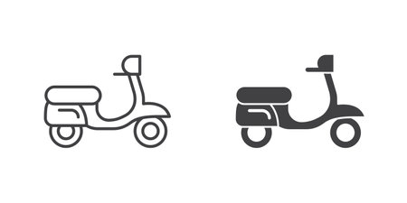 Scooter icon in flat style. Delivery vector illustration on isolated background. Transport sign business concept.のイラスト素材