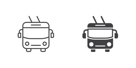Trolleybus icon in flat style. Electric bus vector illustration on isolated background. Transport sign business concept.のイラスト素材