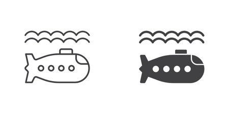 Submarine icon in flat style. Bathyscaphe vector illustration on isolated background. Transport sign business concept.のイラスト素材