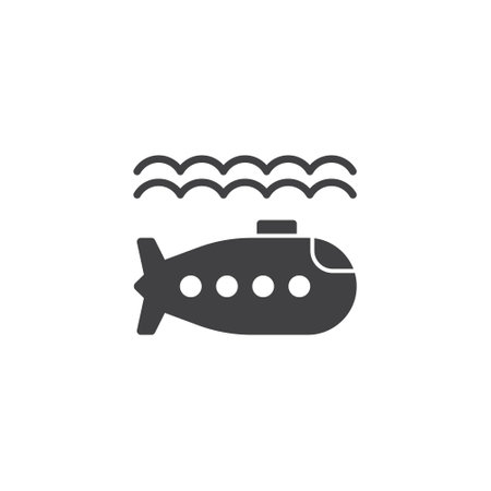 Submarine icon in flat style. Bathyscaphe vector illustration on isolated background. Transport sign business concept.のイラスト素材