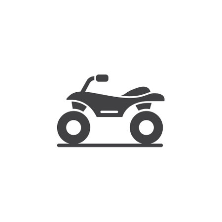 Atv icon in flat style. Quad bike vector illustration on isolated background. Transport sign business concept.のイラスト素材