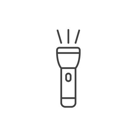 Flashlight icon in flat style. Electric lamp vector illustration on isolated background. Pocket lantern sign business concept.のイラスト素材