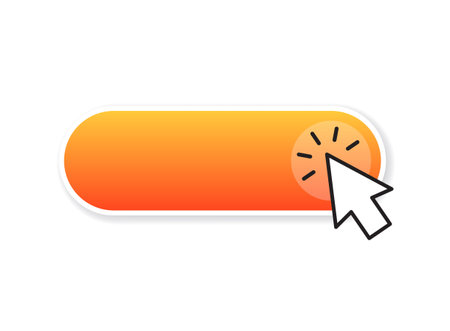 Click here banner icon in flat style. Ecommerce vector illustration on isolated background. Shopping sign business concept.のイラスト素材