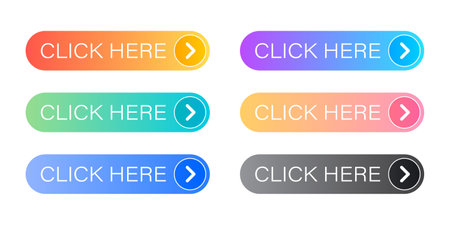 Click here banner icon in flat style. Ecommerce vector illustration on isolated background. Shopping sign business concept.のイラスト素材