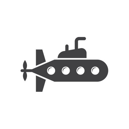 Submarine icon in flat style. Bathyscaphe vector illustration on isolated background. Underwater transport sign business concept.のイラスト素材