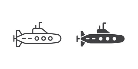 Submarine icon in flat style. Bathyscaphe vector illustration on isolated background. Underwater transport sign business concept.のイラスト素材