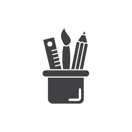 Stationery icon in flat style. Office supplies vector illustration on isolated background. Writing sign business concept.のイラスト素材
