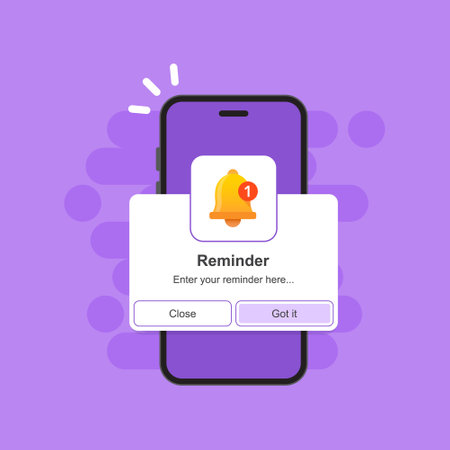 Phone notifications icon in flat style. Smartphone with new notice vector illustration on isolated background. Reminder message sign business concept.のイラスト素材