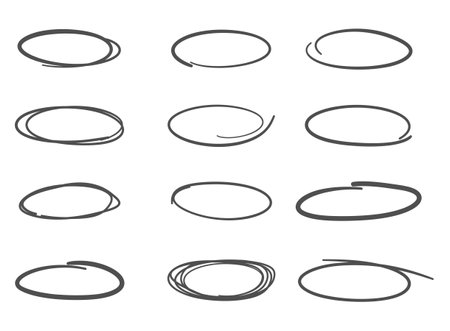 Circle line sketch icon in hand drawn style. Circular scribble doodle vector illustration on isolated background. Pencil or pen bubble sign business concept.のイラスト素材