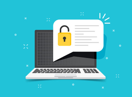 Laptop with account login icon in flat style. Password form page vector illustration on isolated background. User authorization sign business concept.のイラスト素材