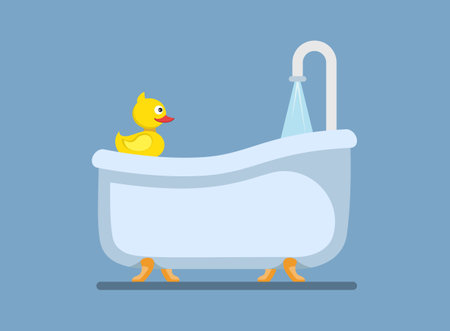 Bath icon in flat style. Bathroom vector illustration on isolated background. Bathtub sign business concept.のイラスト素材