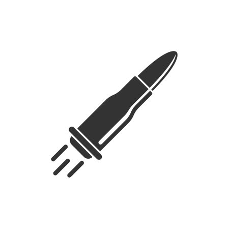 Cartridges icon in flat style. Bullet ammunition symbol vector illustration on isolated background. Ammo sign business concept.のイラスト素材