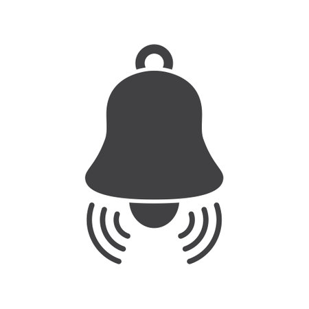 Notification bell icon in flat style. Incoming inbox message vector illustration on isolated background. Ringing bell sign business concept.のイラスト素材