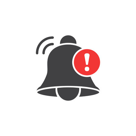 Notification bell icon in flat style. Incoming inbox message vector illustration on isolated...