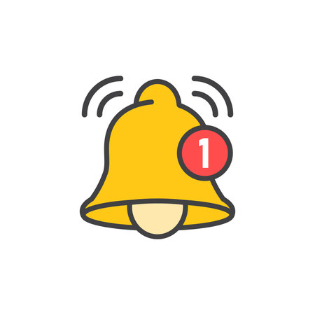 Notification bell icon in flat style. Incoming inbox message vector illustration on isolated...