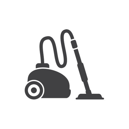 Vacuum cleaner icon in flat style. Equipment for house cleaning vector illustration on isolated background. Clean machine sign business concept.のイラスト素材