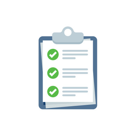 Clipboard with checklist icon in flat style. Planning and organization of work vector illustration on isolated background. Document sign business concept.のイラスト素材