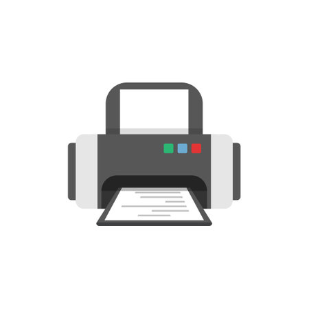 Printer icon in flat style. Office machine vector illustration on isolated background. Printout sign business concept.のイラスト素材