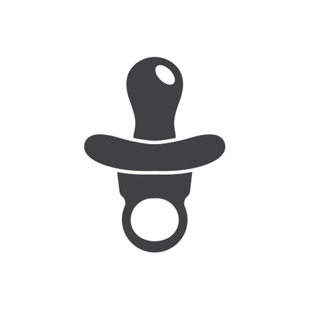 Baby pacifier icon in flat style. Nipple for newborn child vector illustration on isolated background. Soother sign business concept.のイラスト素材