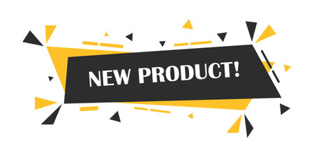 New product banner icon in flat style. Arrivals shop vector illustration on isolated background. Fresh product sign business concept.のイラスト素材