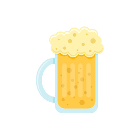 Cold beer icon in flat style. Alcohol drink vector illustration on isolated background. Alcohol glass sign business concept.のイラスト素材