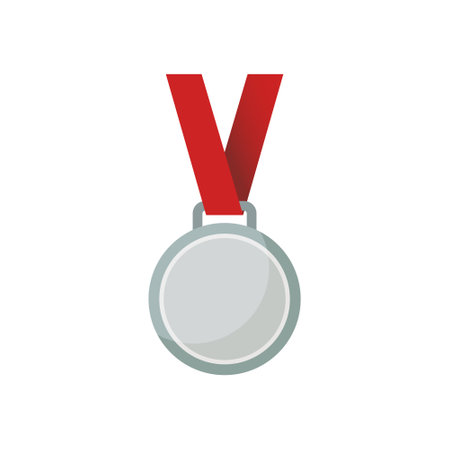 Silver medal icon in flat style. Trophy award vector illustration on isolated background. Winner sign business concept.のイラスト素材