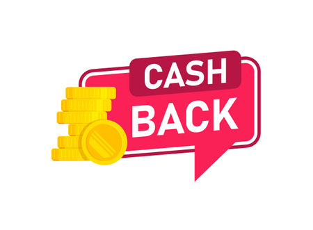 Cashback icon in flat style. Money back label vector illustration on isolated background. Cash back poster sign business concept.のイラスト素材