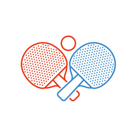 Racket and ball vector illustration on isolated background. Table tennis sign business concept.のイラスト素材