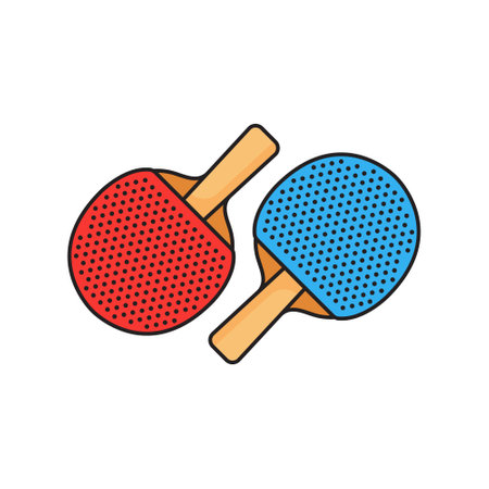 Racket and ball vector illustration on isolated background. Table tennis sign business concept.のイラスト素材