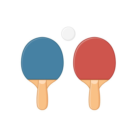 Racket and ball vector illustration on isolated background. Table tennis sign business concept.のイラスト素材