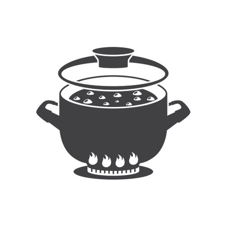 Ð¡ooking pot icon in flat style. Saucepan vector illustration on isolated background. Pan sign business concept.のイラスト素材