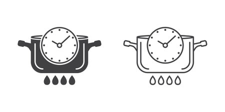 Ð¡ooking pot icon in flat style. Saucepan vector illustration on isolated background. Pan sign business concept.のイラスト素材