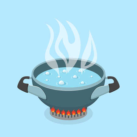 Ð¡ooking pot icon in flat style. Saucepan vector illustration on isolated background. Pan sign business concept.のイラスト素材