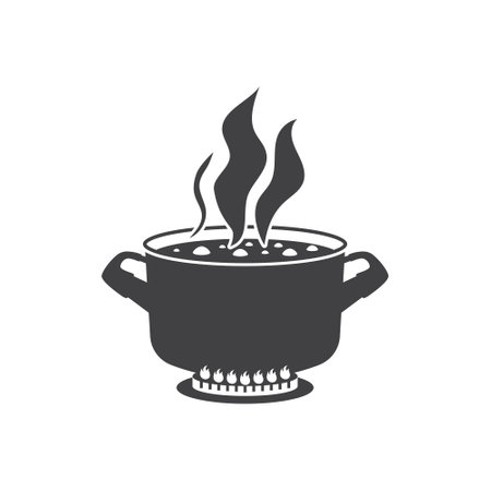 Ð¡ooking pot icon in flat style. Saucepan vector illustration on isolated background. Pan sign business concept.のイラスト素材