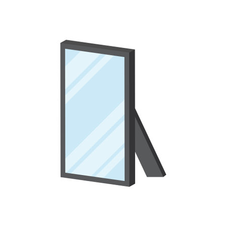 Floor mirror stand icon in flat style. Mirror glass vector illustration on isolated background. Fashion sign business concept.のイラスト素材