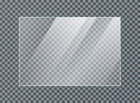 Glass plate icon in flat style. Realistic window vector illustration on isolated background. Clear glass showcase sign business concept.のイラスト素材