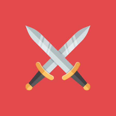 Old medieval sword icon in flat style. Weapon vector illustration on isolated background. Razor blade sign business concept.のイラスト素材