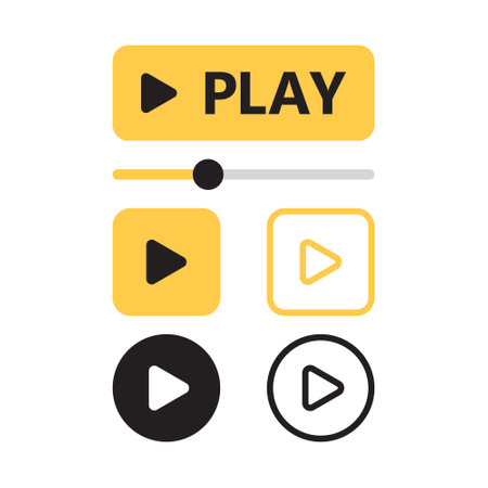 Play button icon in flat style. Music player vector illustration on isolated background. Playback interface sign business concept.のイラスト素材