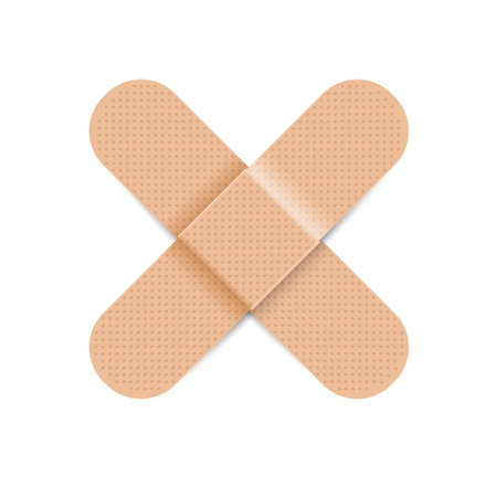 Adhesive medical plaster icon in flat style. Bandage vector illustration on isolated background. Medical sticker sign business concept.のイラスト素材