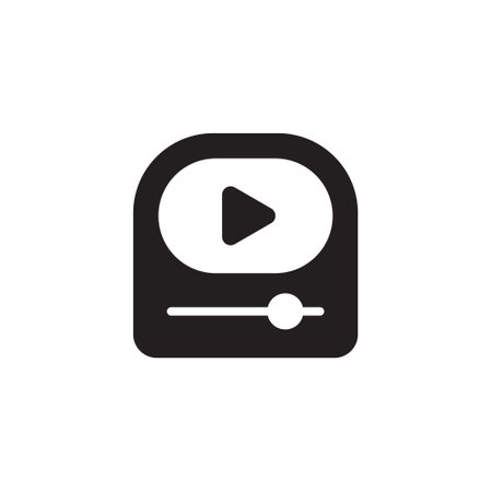 Play button icon in flat style. Music player vector illustration on isolated background. Playback interface sign business concept.のイラスト素材