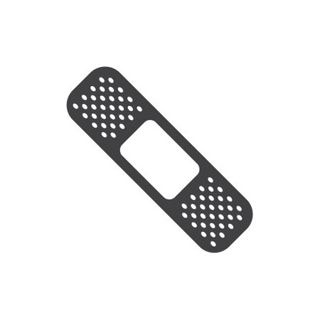 Adhesive medical plaster icon in flat style. Bandage vector illustration on isolated background. Medical sticker sign business concept.のイラスト素材