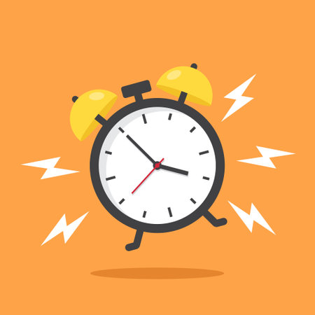 Clock icon in flat style. Round watch vector illustration on isolated background. Timer sign business concept.のイラスト素材