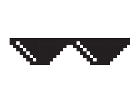 Pixel sunglasses icon in flat style. Glasses vector illustration on isolated background. Funny accessory sign business concept.のイラスト素材