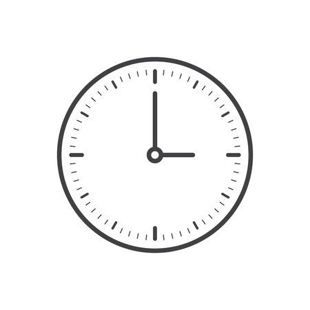 Clock icon in flat style. Round watch vector illustration on isolated background. Timer sign...