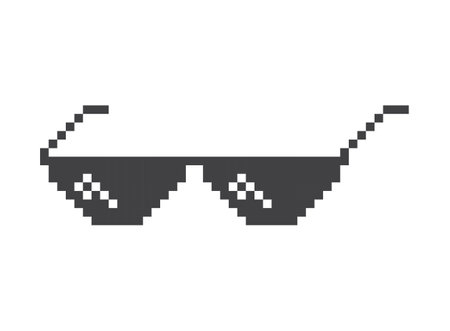 Pixel sunglasses icon in flat style. Glasses vector illustration on isolated background. Funny accessory sign business concept.のイラスト素材