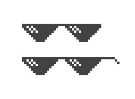 Pixel sunglasses icon in flat style. Glasses vector illustration on isolated background. Funny accessory sign business concept.のイラスト素材