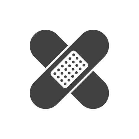 Adhesive medical plaster icon in flat style. Bandage vector illustration on isolated background. Medical sticker sign business concept.のイラスト素材